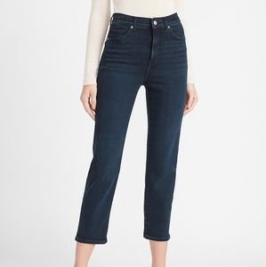 Express Super High Waisted Dark Wash Straight Jeans